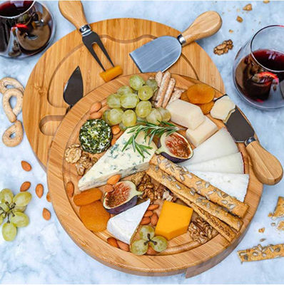 Papan Keju Bambu Berkelanjutan dan Perkakas Set untuk Cheese Plate Charcuterie Platter