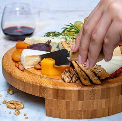 22.5*22.5*3.5cm Papan Keju Bambu Kayu Set untuk OEM/ODM Didukung