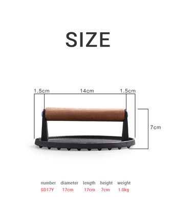 Perlengkapan dapur logo khusus Cast Iron Meat Press untuk cepat dan lezat smash burger