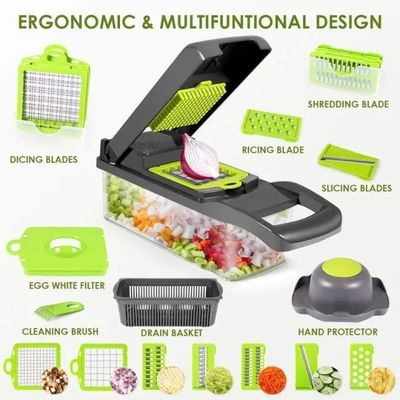 15 dalam 1 Multifungsi Sayuran Chopper Rumah Dapur Manual Chopper dengan Logo Khusus