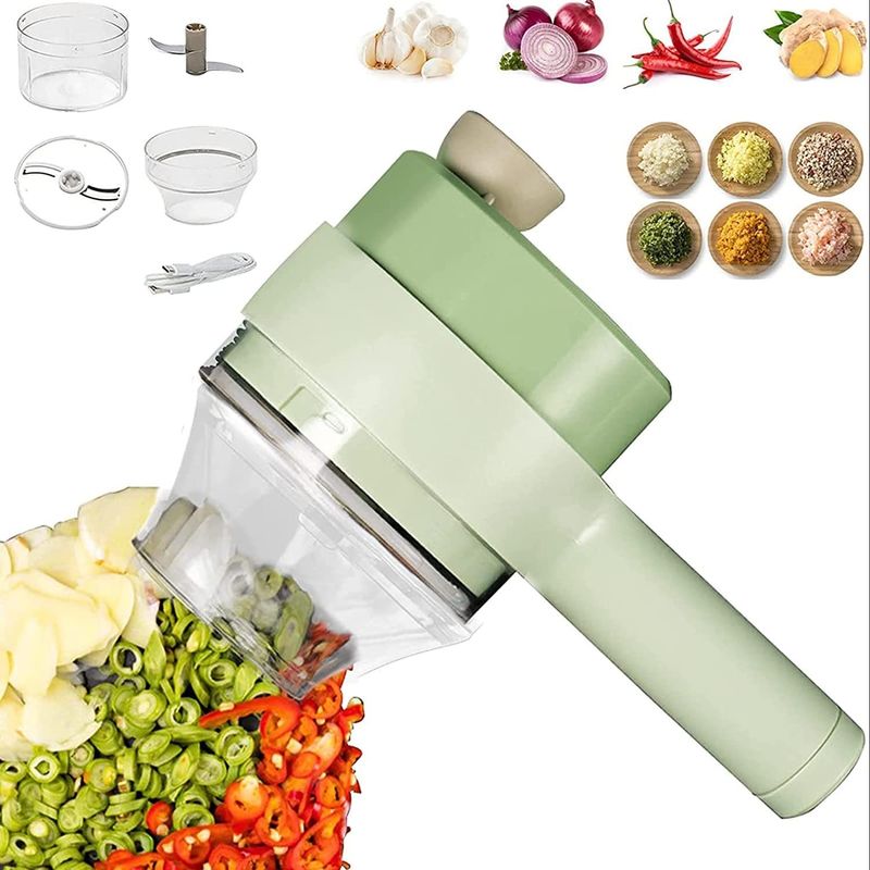 ABS PP PC Stainless Steel Kitchen Chopper Eropa Portable 4 in 1 Set Pemotong Sayuran