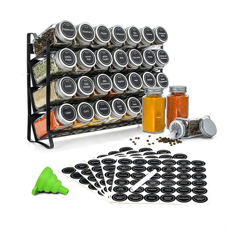 4 Lapisan Wire Iron Mesh Spice Jar Rack untuk Organisasi Dapur Rack Ukuran 30*9.8*23.3cm