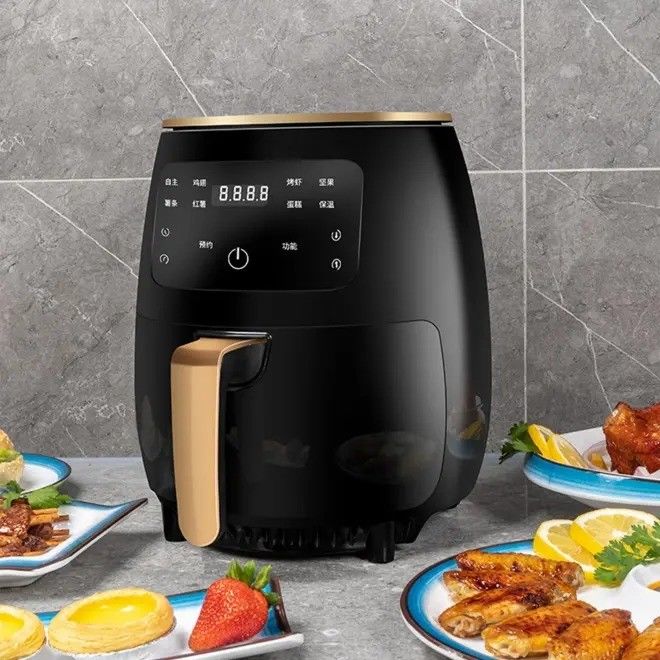 Fungsi Dengan Indikator Cahaya 4.5L 6L Non-Lapisan Masak Permukaan Air Fryer Tanpa Minyak