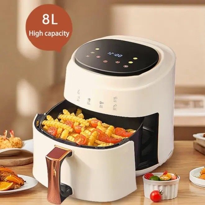 6L 3L Touch Screen Double Air Fryer Listrik Deep Fryer Oven Smart Rack Tanpa Minyak Air Fryer Plastik
