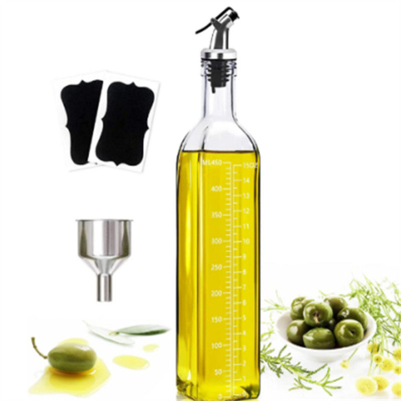 Square Kalsium Na Kaca Cuka Botol Dispenser Minyak Zaitun dengan Nozzle