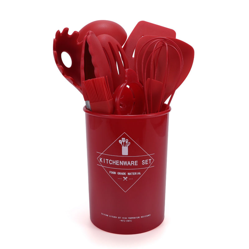 Set Spatula Silikon Dapur dengan Ember Penyimpanan 12 Bagian Baking Cookware Non-Stick Tools