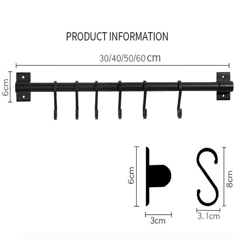 Novelty Hooks 30cm Metal Rod Non Perforated Spice Storage untuk peralatan dapur menggantung