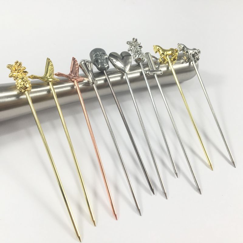 304 Stainless Steel Cocktail Pins Swizzle Stick untuk Paddle Kecil yang Dapat Digunakan Lagi