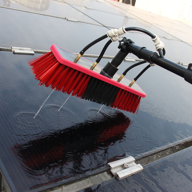 Air Fed Pole Cleaning Brush untuk Long Handle Penghapusan debu Panel Surya Kaca jendela