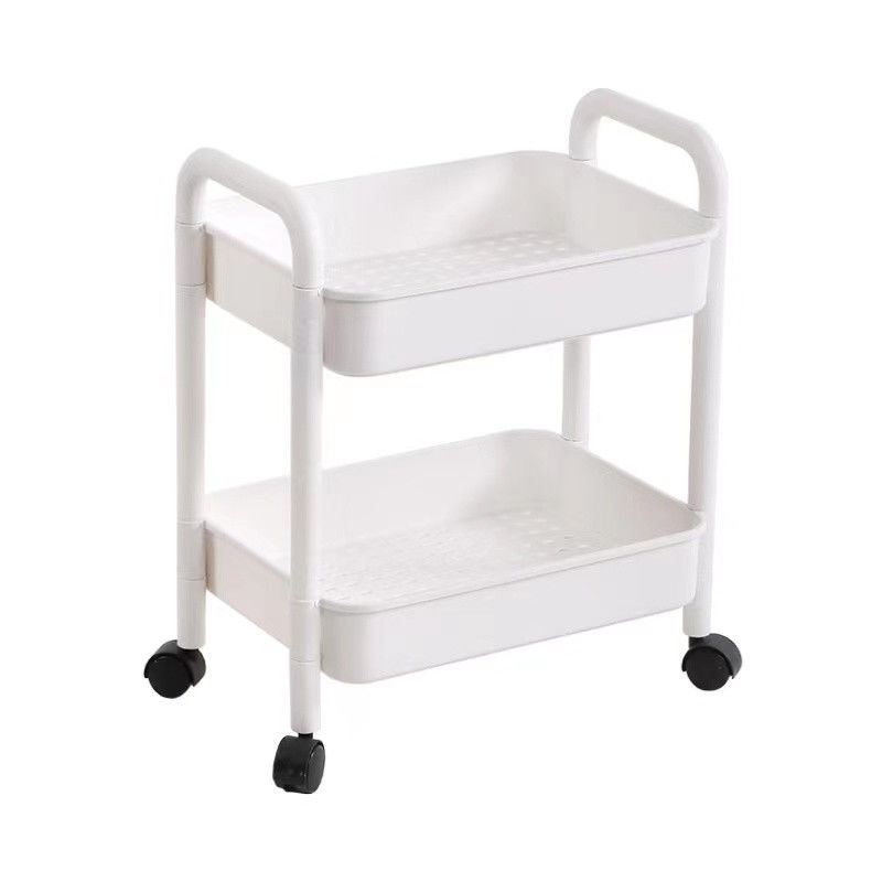 Desain fungsional Rak penyimpanan dua tingkat dengan roda untuk dapur kamar mandi dan kamar tidur