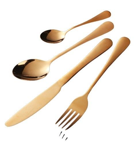 193G Perkakas Bulk Plating Emas Stainless Steel Set Perlengkapan dapur garpu Sapi