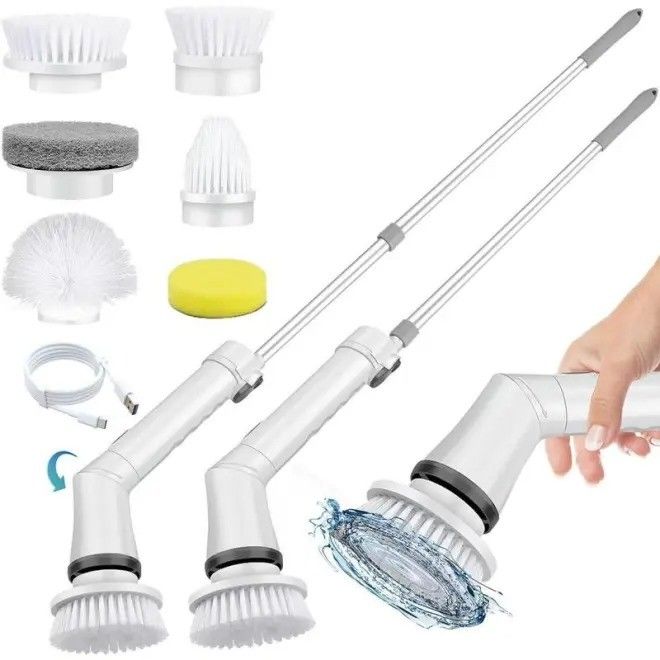 Putih Plastik Pembersih Sikat Listrik Set Jual Teratas Spin Scrubber untuk Pembersihan mendalam
