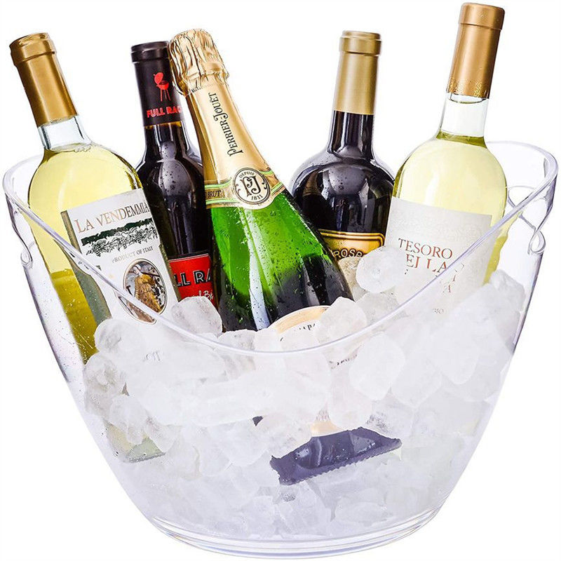 8L LED Acrylic Plastic Ice Bucket Gaya Desain Modern untuk Party Bar Bucket Tongs Type