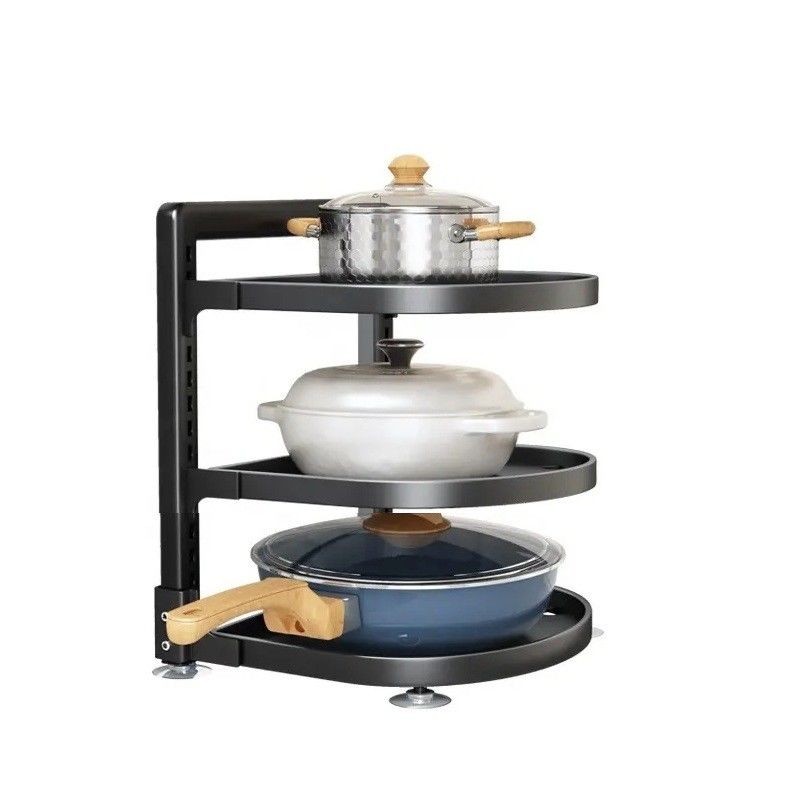 Penyelenggara Rak Pot yang Bisa Disesuaikan 3 Tiers Organizer Pot and Pans dengan Logo yang Disesuaikan