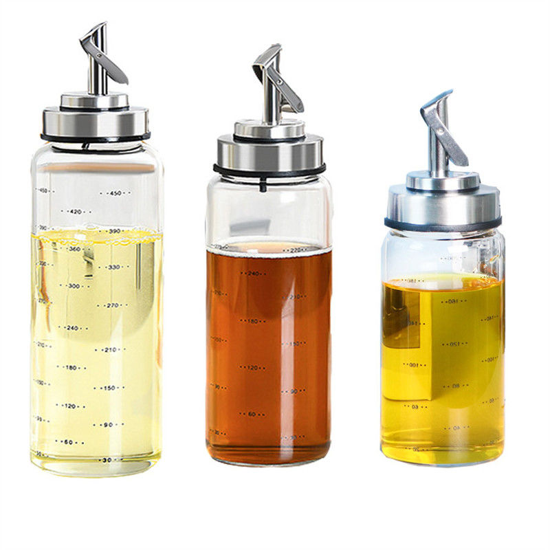 Botol Minyak Pembuka dan Penutupan Otomatis untuk Dapur Kaca Borosilikat Tinggi 6.4 * 25cm