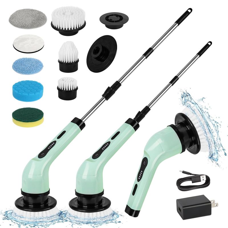 Electric Spin Scrubber Cordless Bath Tub Kitchen Cleaner Brush untuk pembersihan rumah tangga