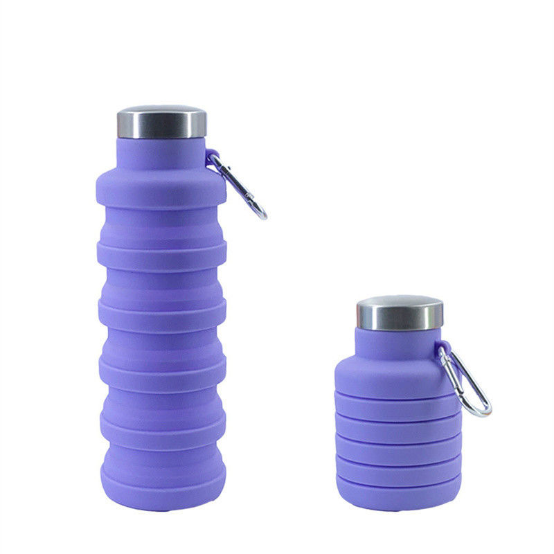 Desain yang dapat ditarik kembali Botol air olahraga silikon kapasitas besar untuk kegiatan luar ruangan