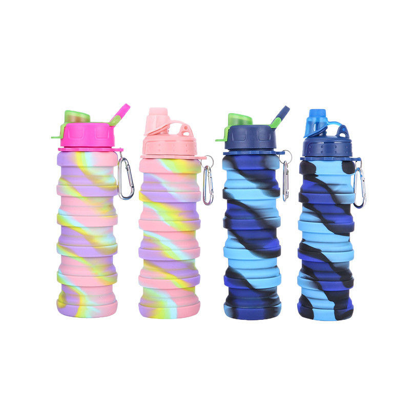 Botol Air Portable untuk Kebugaran dan Menunggang Kreatif Kamuflase Silicone Lipat Mug