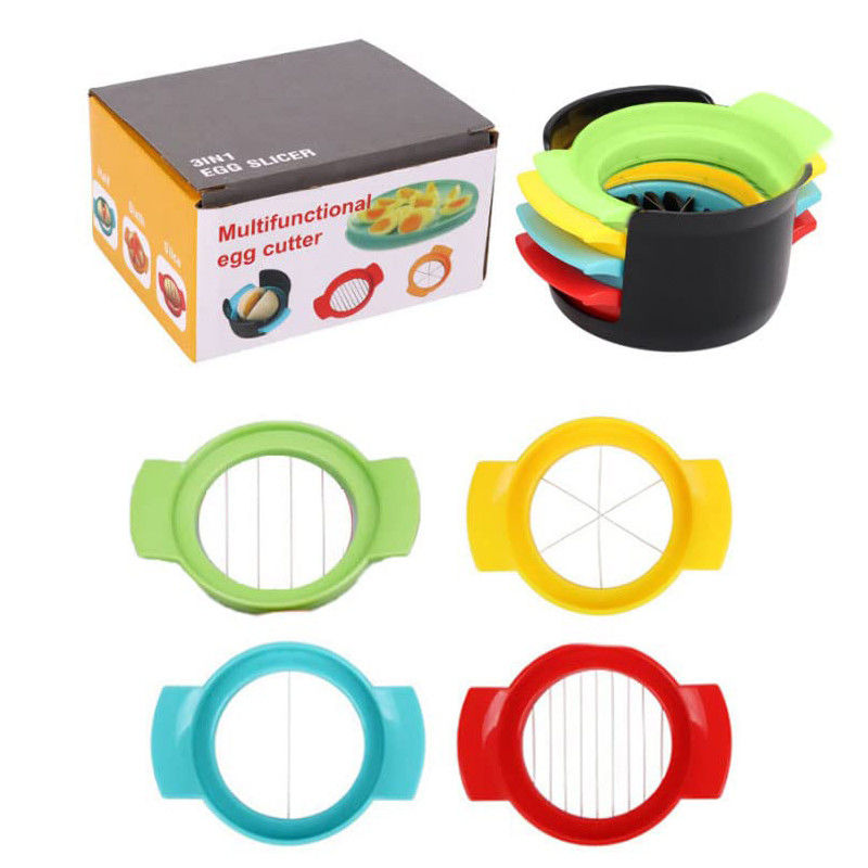 Set Slicer Telur 3 Pemotong Untuk Potongan Ringan Mudah Alat Pemotong Telur Manual PP Plastik Dengan Stand Slicer