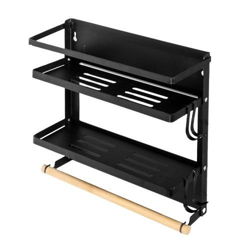 Magnet Kitchen Organizer Paper Towel Holder Metal Shelf Spice Storage Rack Refrigerator Rak