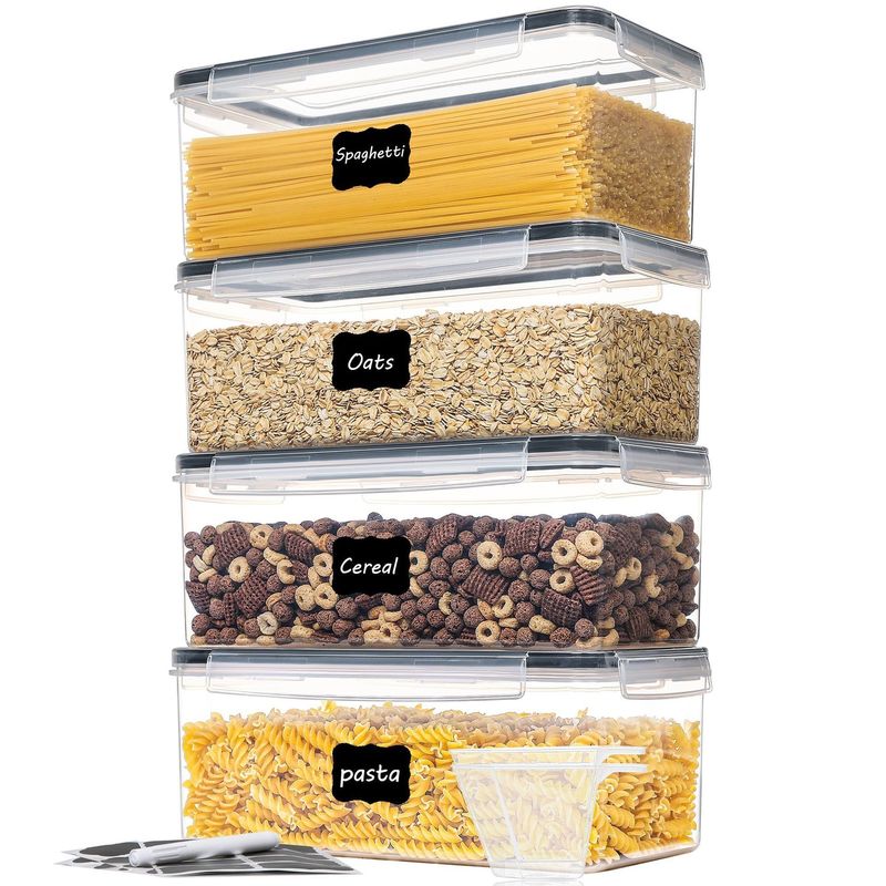 OEM/ODM Dapat diterima 3.2L BPA Bebas Plastik Kontainer untuk Noodle Cereal Storage 4pack Set