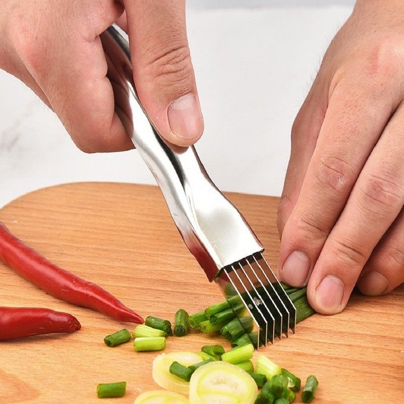 Pisau penghancur Scallion yang tersimpan yang terbuat dari 430 stainless steel untuk alat buah-buahan dan sayuran