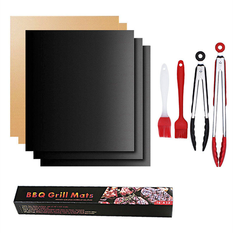 Non Stick BBQ Grill Mat Baking Mat Fireproof Charcoal Fiberglass Alat telur untuk memasak
