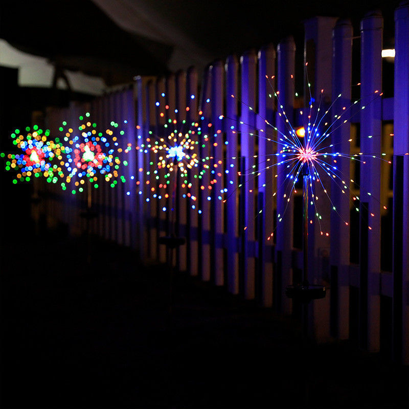 IP65 Rated Solar Lawn Ground Insert Fireworks Lampu untuk Dekorasi Liburan OEM ODM