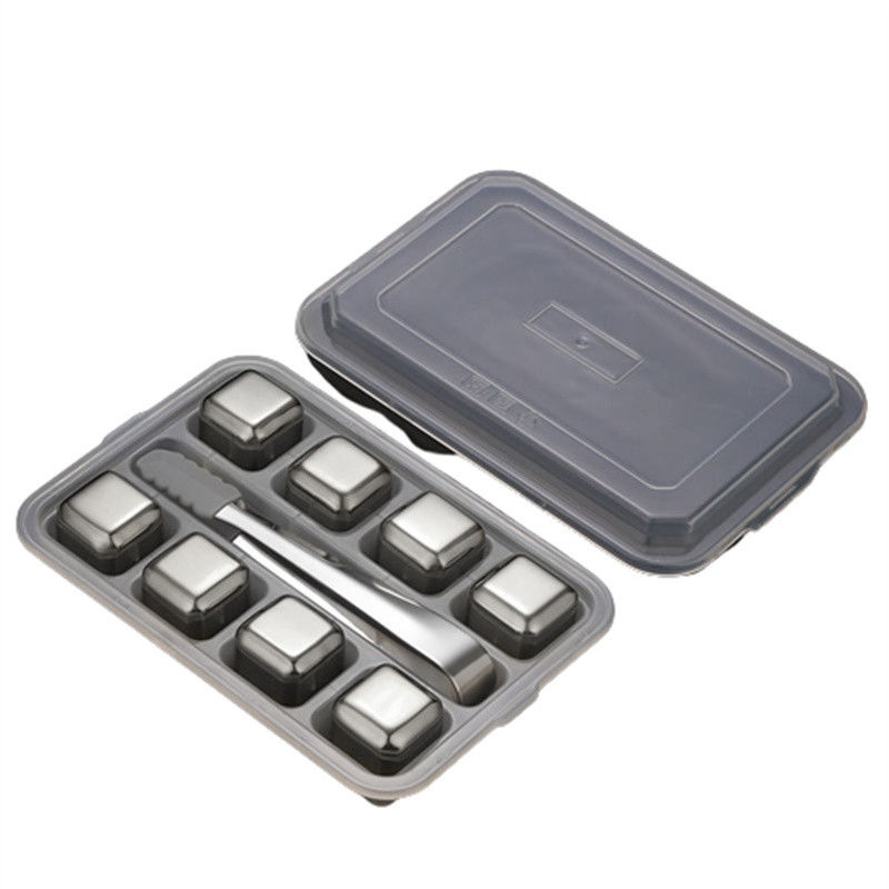Di stok 304 stainless steel Whiskey Stone Gift Set 8pcs / set untuk dingin anggur merah