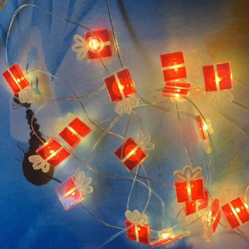 Lampu Natal LED Merah String Snowman Santa Claus Star Produk Dekorasi Liburan