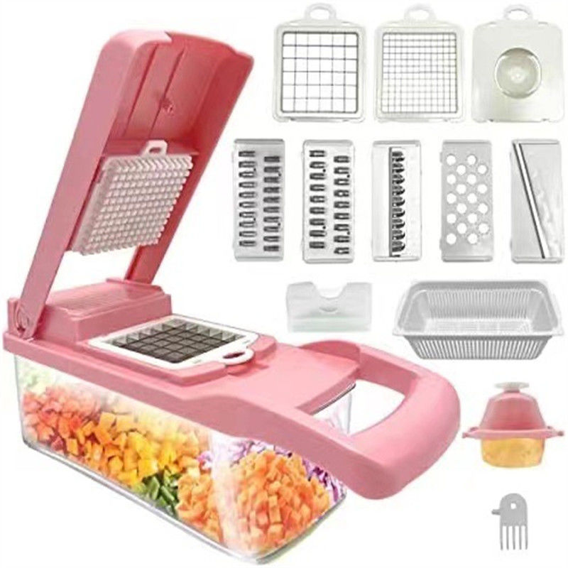 Handheld Multifunctional Onion Cutter Buah Pemotong Kentang Pengupas Terbaik Jual 12 dalam 1