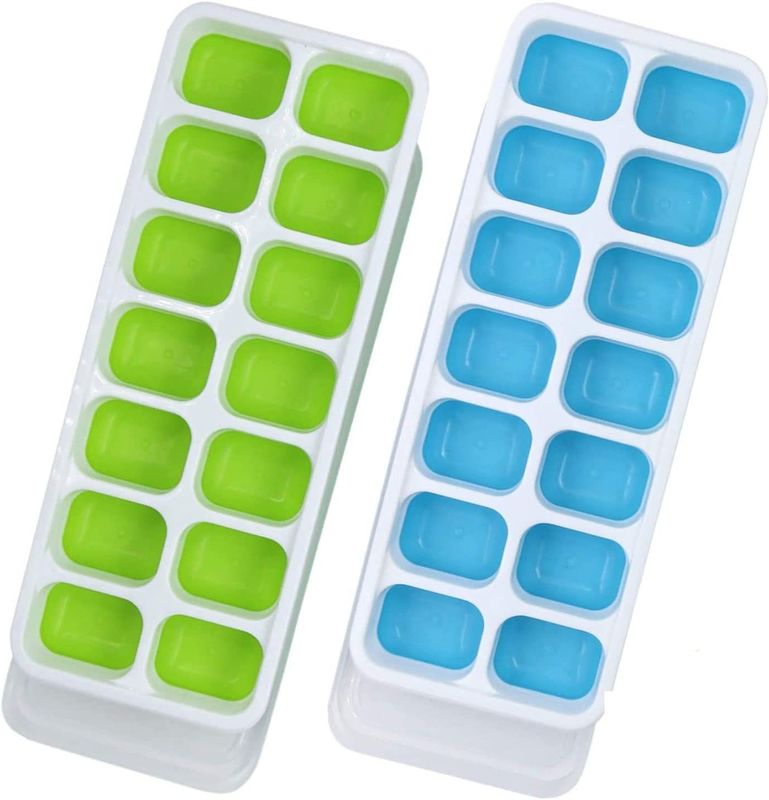 14- Ice Cube Trays Bahan PP TPE dengan tutup yang mudah dilepas dan tahan tumpahan