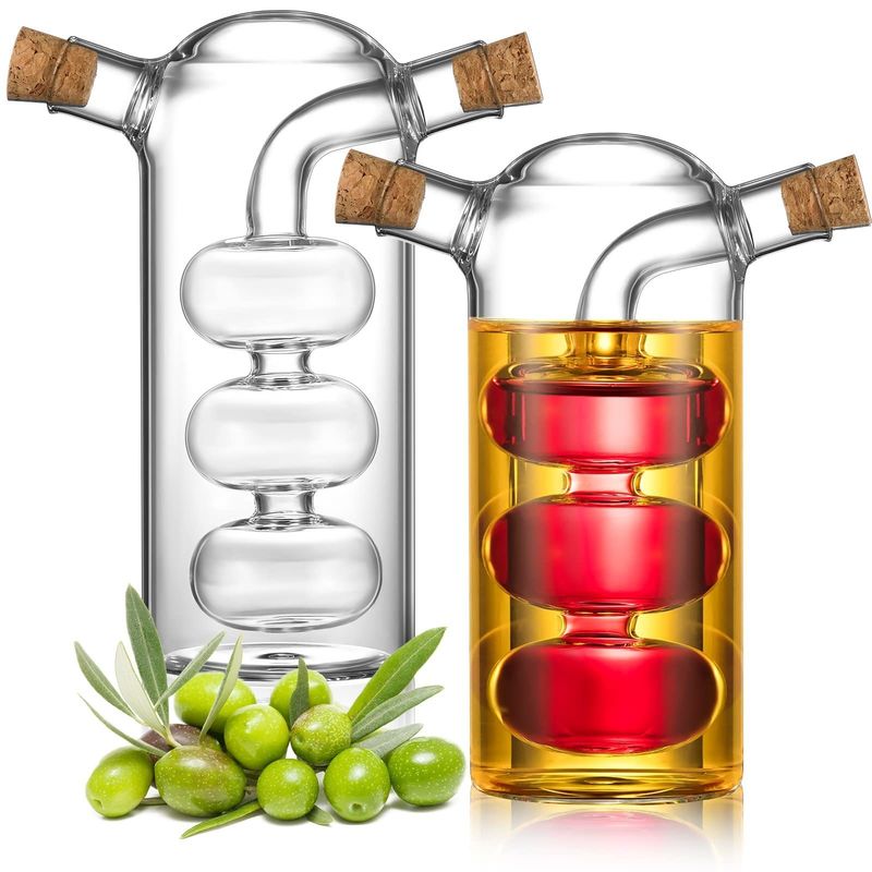 Clear Glass Bubble Pot 2-in-1 Kitchen Container untuk Memisahkan Ketel dan Cruet Bottle Set