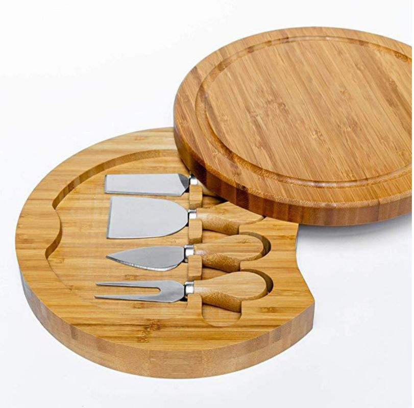 Alat-alat Pizza Kayu Set untuk Logo Customized Charcuterie Board yang awet dalam Bentuk Bulat